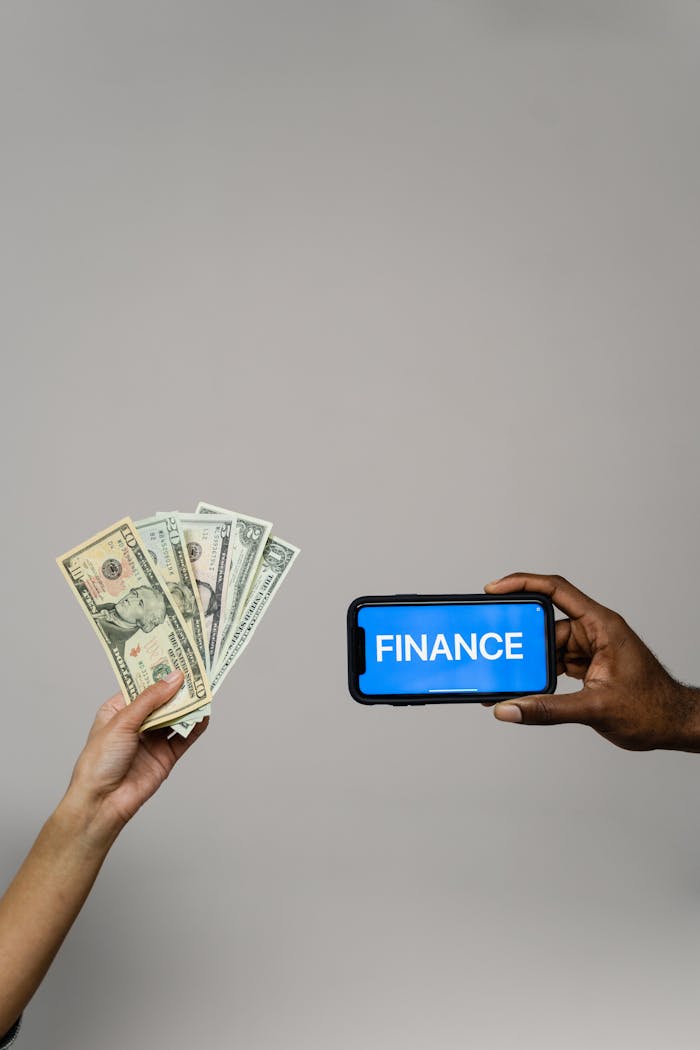 Services Contrasting traditional cash with digital finance concept.